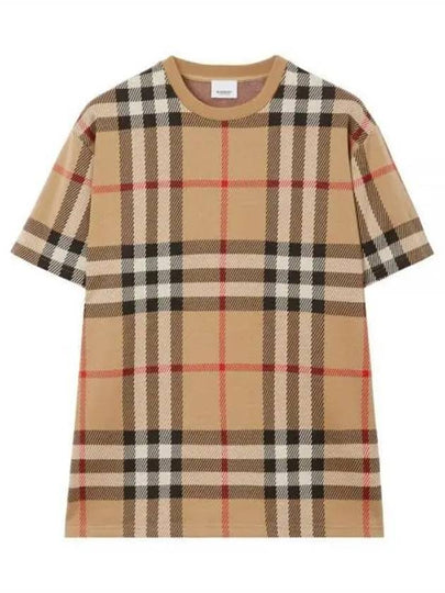 Check Motif Jacquard Cotton Short Sleeve T-Shirt Archive Beige - BURBERRY - BALAAN 2