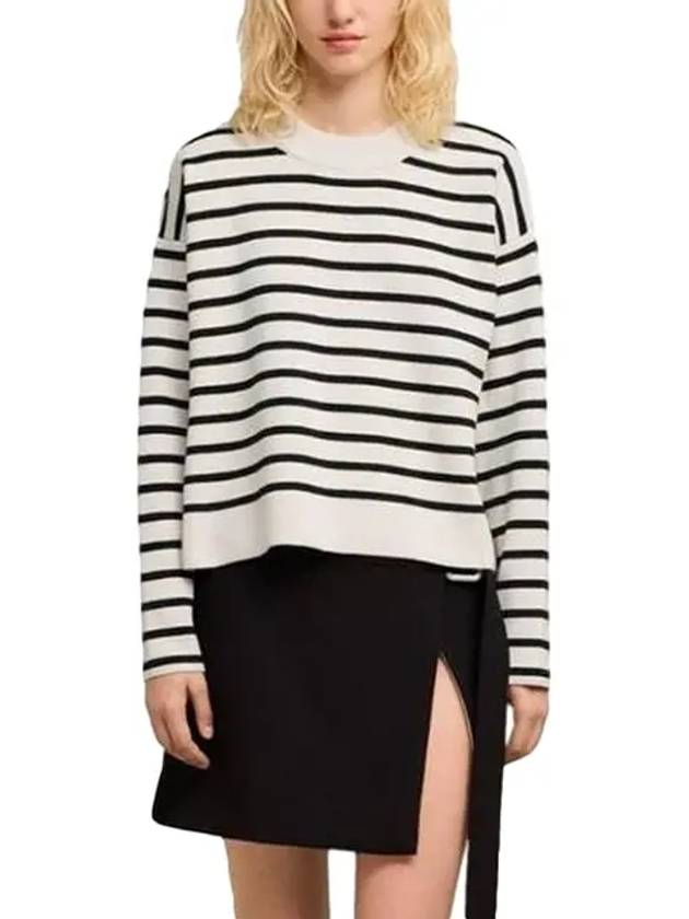 Striped Cotton Wool Knit Top - AMI - BALAAN 3