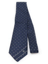 100 Silk Navy White Pattern Tie - DUNHILL - BALAAN 3