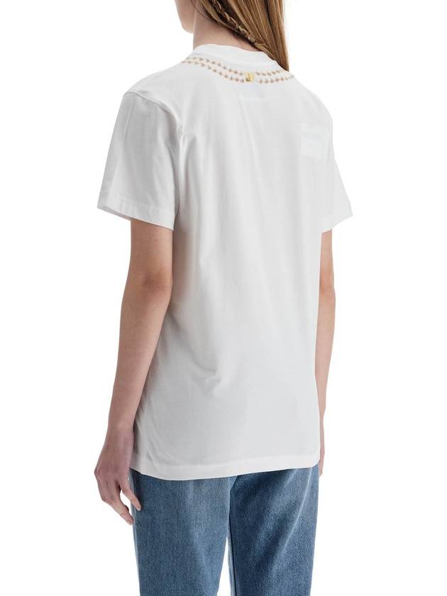 white cotton t-shirt with croissant and pearls print - MOSCHINO - BALAAN 3