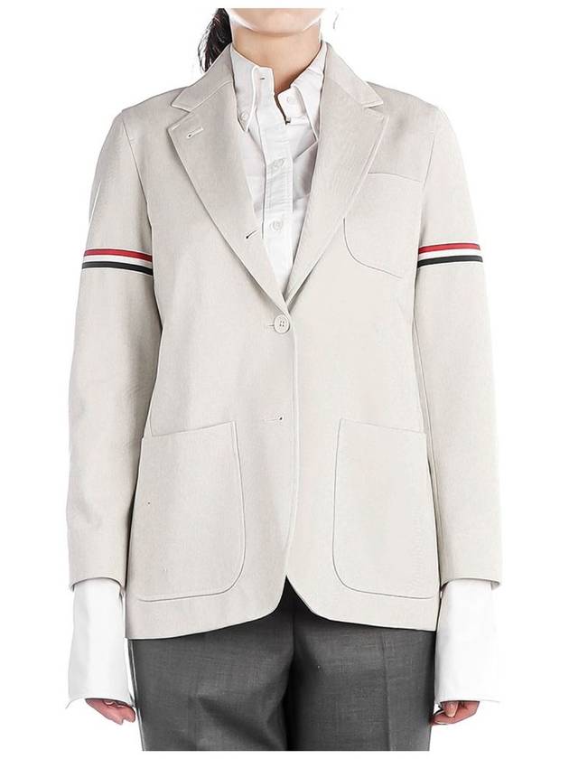 Women's RWB Tab Crop Sleeve Blazer Jacket Natural White - THOM BROWNE - BALAAN 2