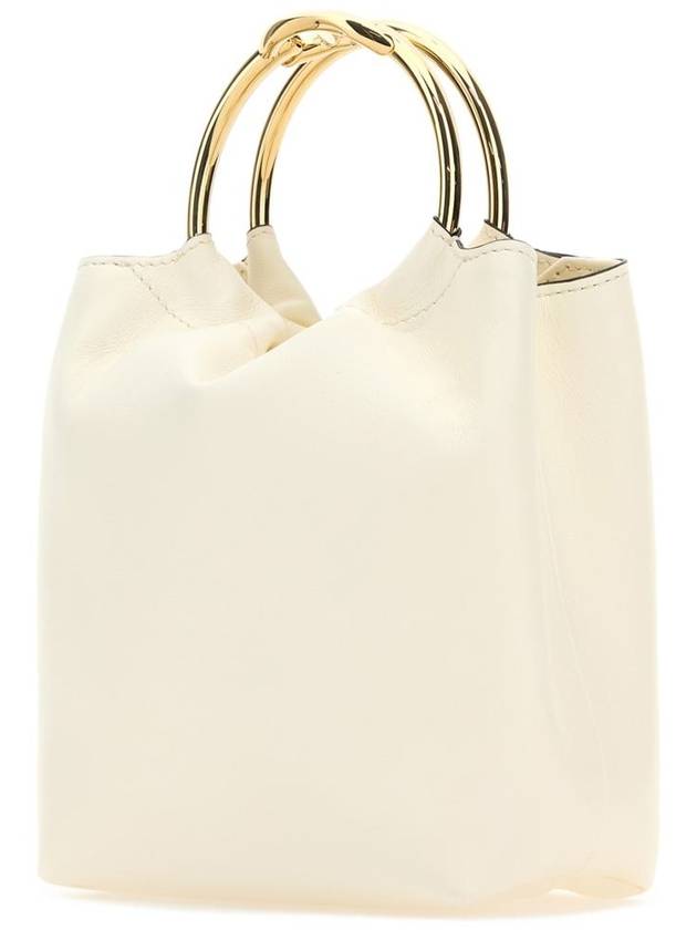 V Logo Leather Tote Bag White - VALENTINO - BALAAN 3