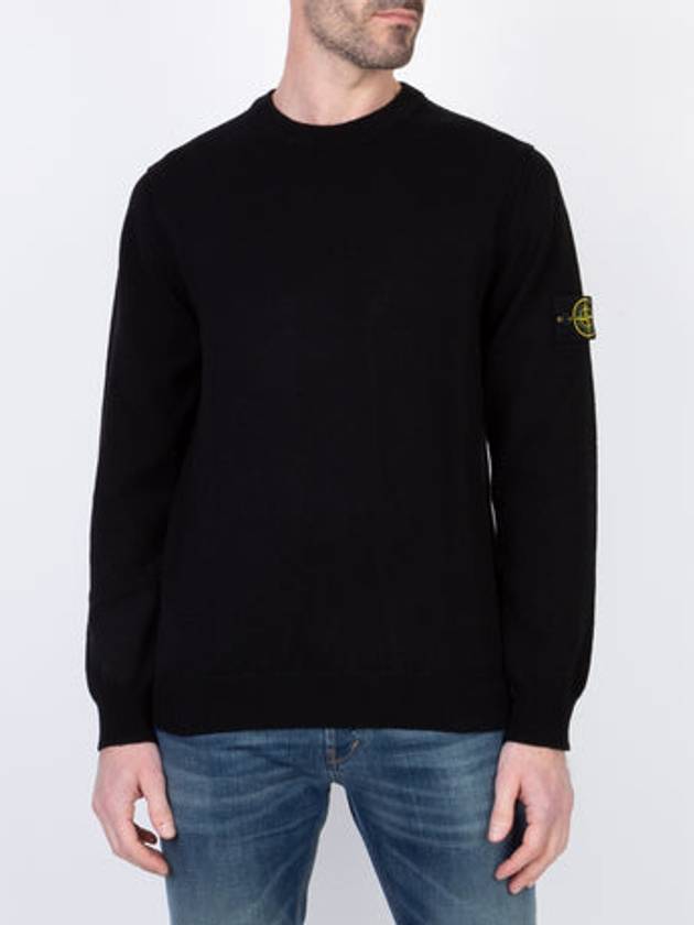 Wappen Patch Crew Neck Knit Top Black - STONE ISLAND - BALAAN 2