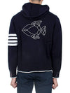 Fish Icon Jacquard Zip Up Hoodie Navy - THOM BROWNE - BALAAN 6