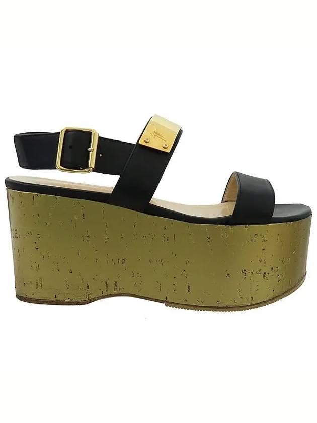 Black leather gold metal buckle detail women s sandals - GIUSEPPE ZANOTTI - BALAAN 3