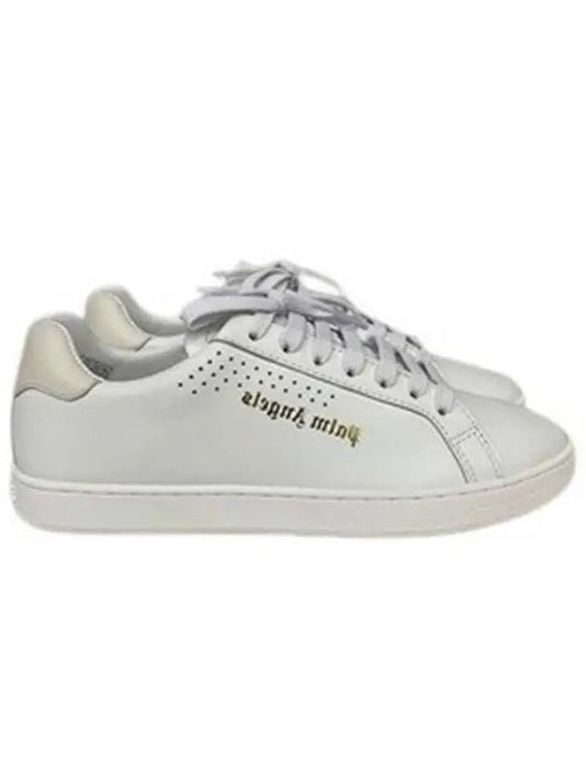 Embroidered Logo Tennis Low Top Sneakers White Pristine - PALM ANGELS - BALAAN 1