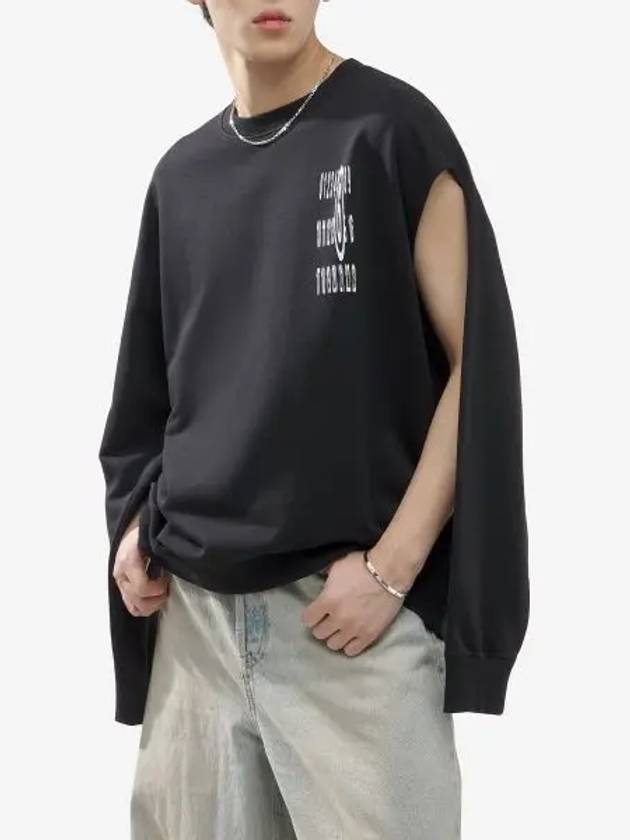 Number Logo Cutting Detail Sweatshirt Black - MAISON MARGIELA - BALAAN 2