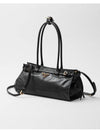 Medium Leather Tote Shoulder Bag Black - PRADA - BALAAN 4