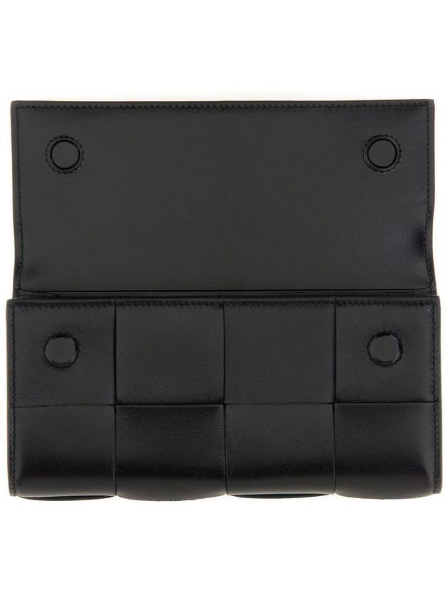 Cassette Flap Leather Long Wallet Black - BOTTEGA VENETA - BALAAN 5