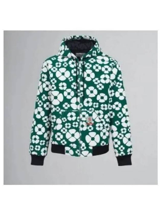 Floral Print Hooded Jacket Green - MARNI - BALAAN 2