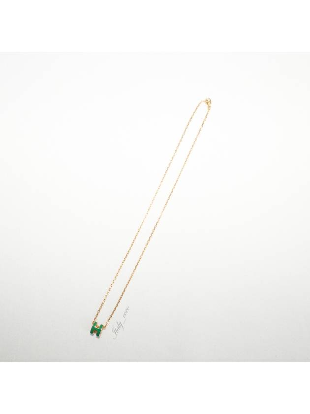 Mini Pop H Pendant Necklace Gold Malachite - HERMES - BALAAN 7