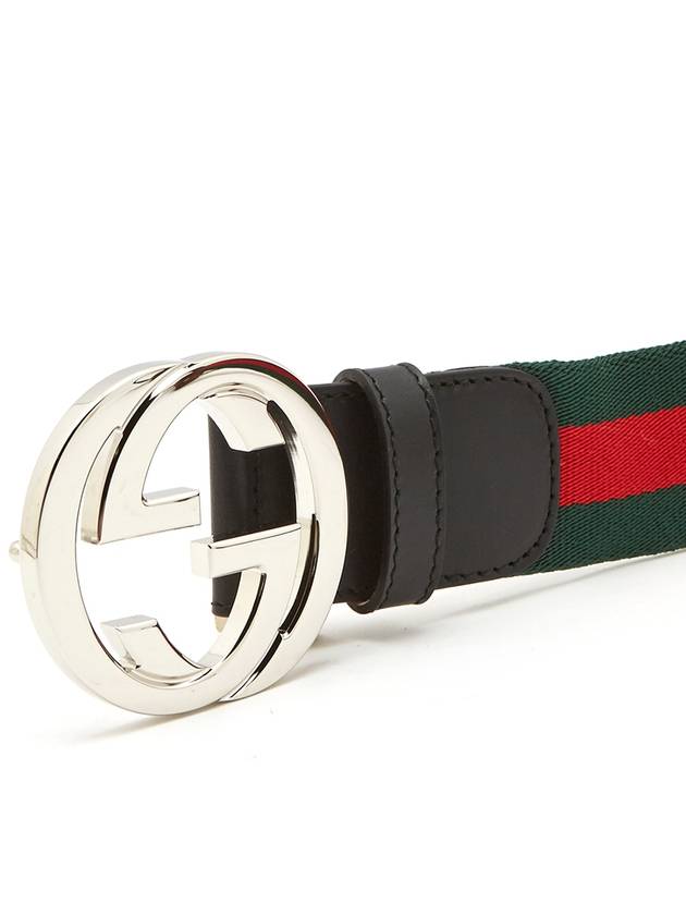 Interlocking G Buckle Web Belt Green - GUCCI - BALAAN 4