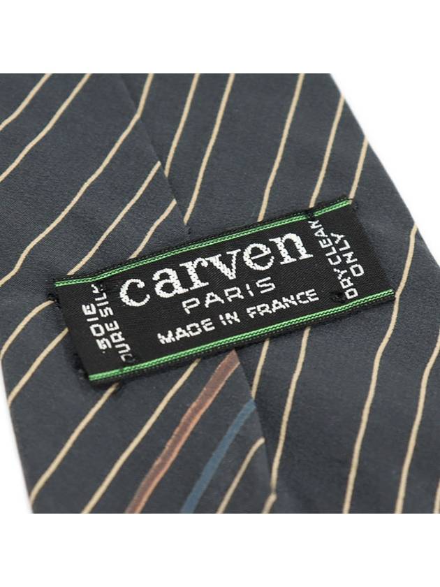 100 silk gray striped pattern tie - CARVEN - BALAAN 7