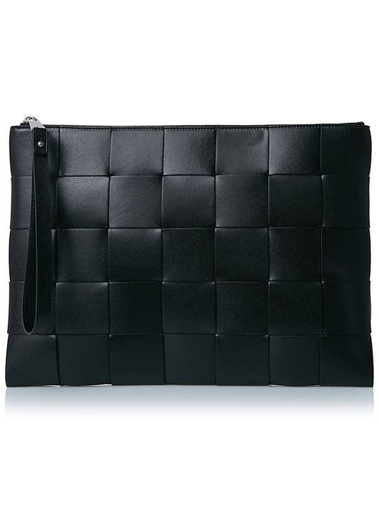 Intrecciato Strap Clutch Bag Black - BOTTEGA VENETA - BALAAN 2