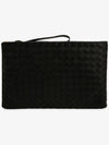 Intrecciato Large Clutch Bag Black - BOTTEGA VENETA - BALAAN.