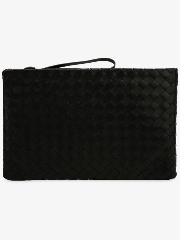 Intrecciato Large Clutch Bag Black - BOTTEGA VENETA - BALAAN 3