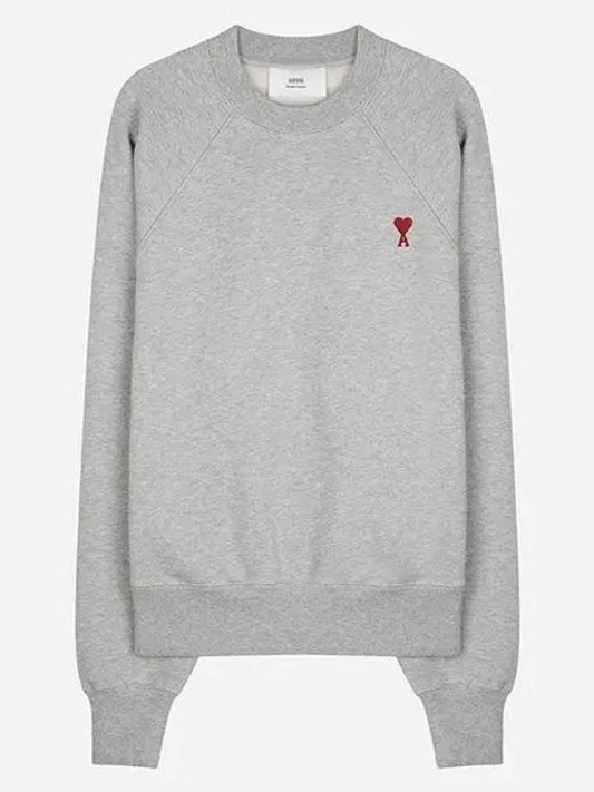 Cotton Heart Logo Sweatshirt Grey - AMI - BALAAN 2