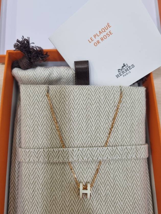 Mini Pop H Pendant Rose Gold & Blanc - HERMES - BALAAN 3