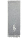 Pony Motif Wool Scarf Grey - POLO RALPH LAUREN - BALAAN 3