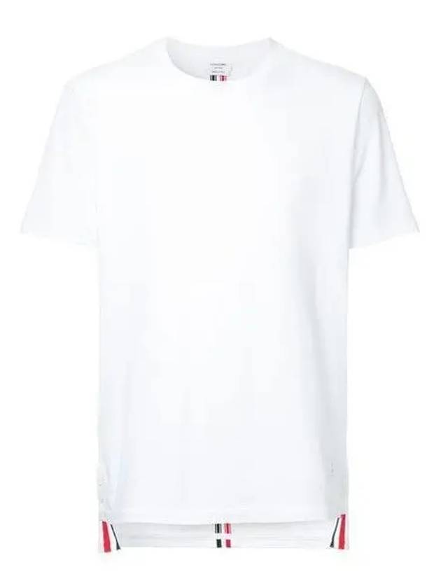 Men's Center Back Striped Short Sleeve T-Shirt White - THOM BROWNE - BALAAN 2