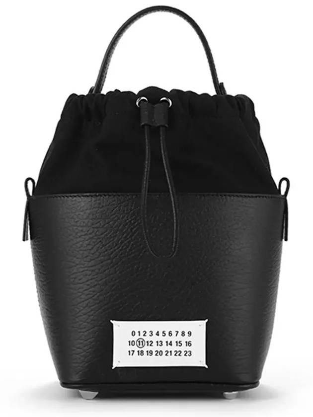 5AC Number Logo Texture Leather Bucket Bag Black - MAISON MARGIELA - BALAAN 5