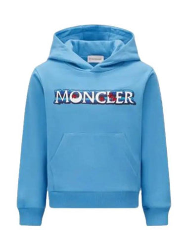 Kids English Print Hooded Sweatshirt Blue 8G00028809AG 726 - MONCLER - BALAAN 1