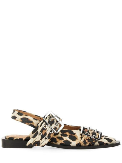 Leopard Satin Feminine Buckle Ballerina Brown - GANNI - BALAAN 2