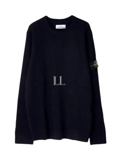 Crewneck Full Rib Wool Knit Top Navy - STONE ISLAND - BALAAN 2