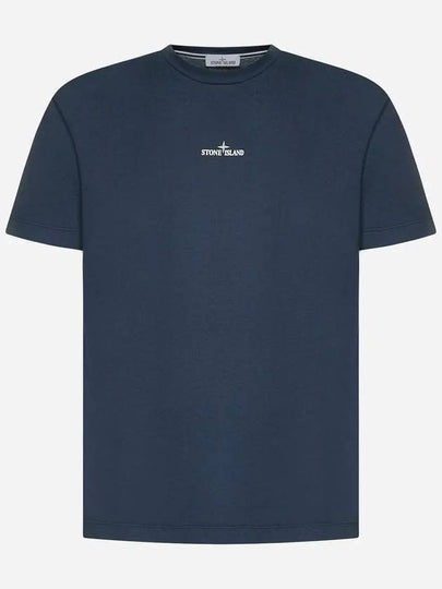 Tricromia Three Print Cotton Jersey T-Shirt Dark Blue - STONE ISLAND - BALAAN 2