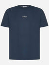 Tricromia Three Print Cotton Jersey T-Shirt Dark Blue - STONE ISLAND - BALAAN 4