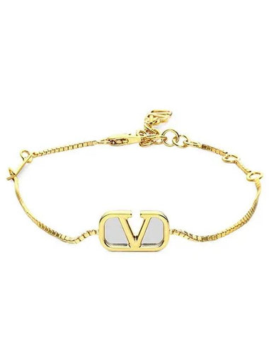 Men's V Logo Metal Bracelet Gold - VALENTINO - BALAAN 1