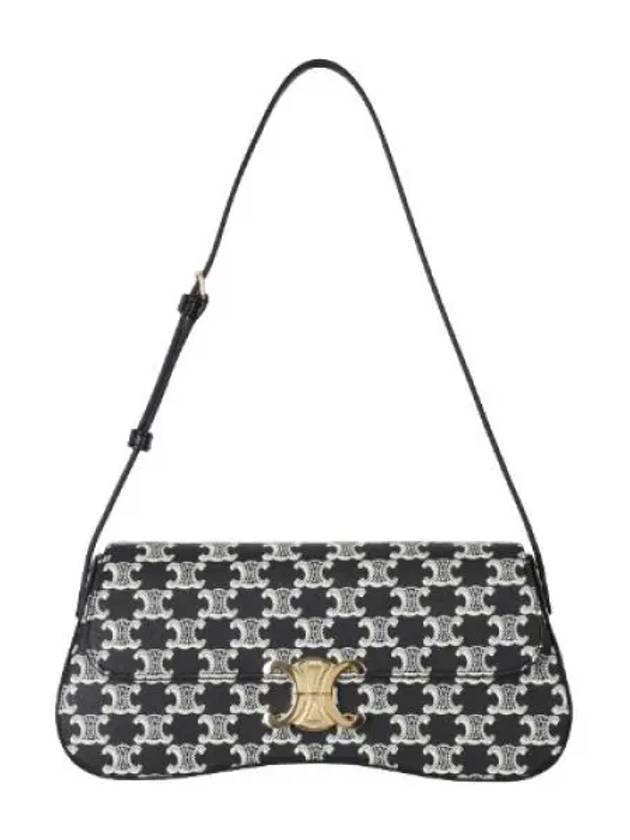 Medium Lola Triomphe Canvas Two-Tone Shoulder Bag Black - CELINE - BALAAN 2