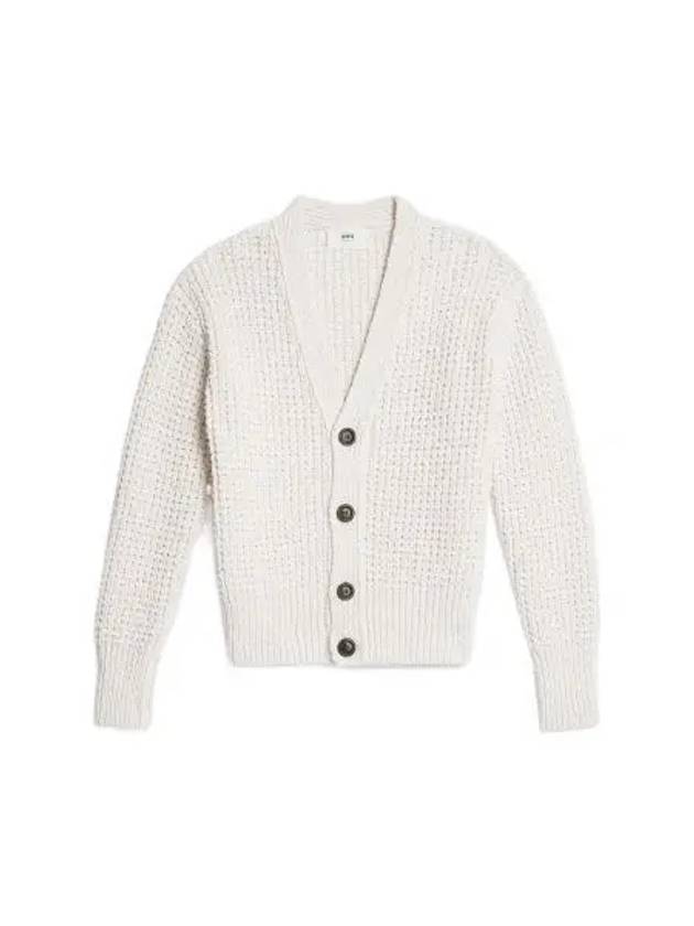 V-Neck Cardigan White - AMI - BALAAN 2