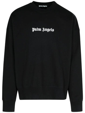 Palm Angels Black Cotton Sweatshirt - PALM ANGELS - BALAAN 1