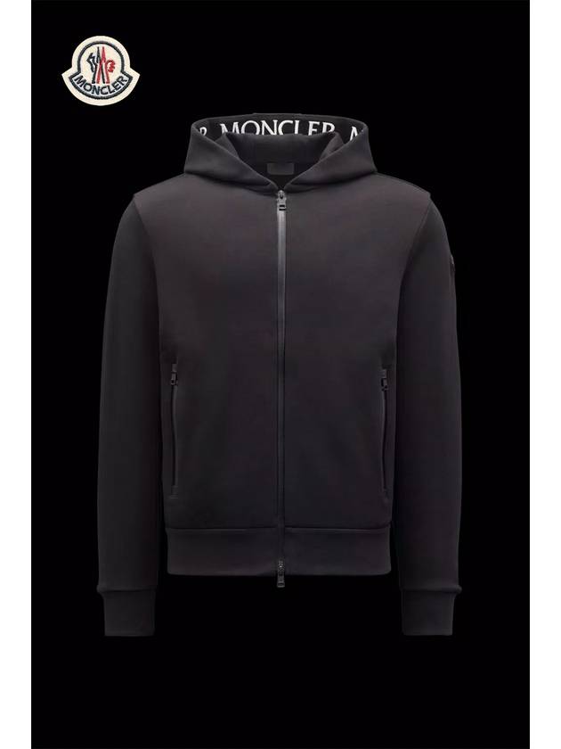 Men's Logo Hooded Zip-Up Black - MONCLER - BALAAN.