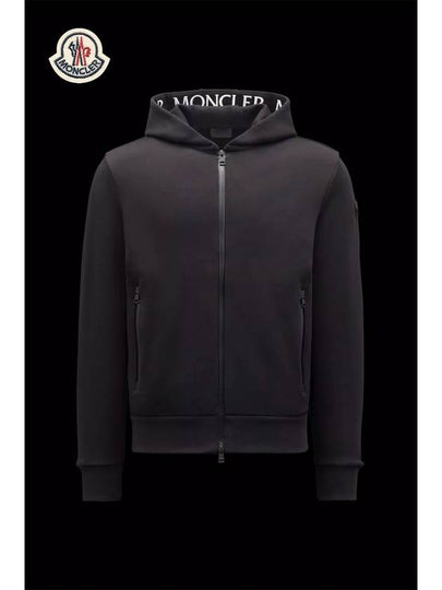 Men's Logo Zip Up Hoodie Black - MONCLER - BALAAN 2