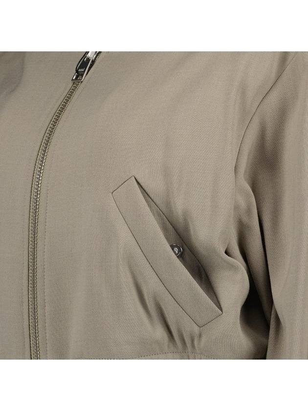 Crop Zipper Bomber Jacket Light Taupe - AMI - BALAAN 4