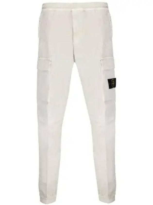 Stretch Cotton Cargo Straight Pants White - STONE ISLAND - BALAAN 3