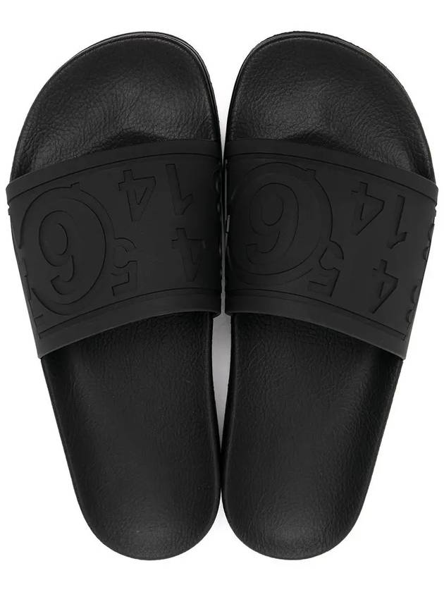 MM6 Logo Slippers Black - MAISON MARGIELA - BALAAN.