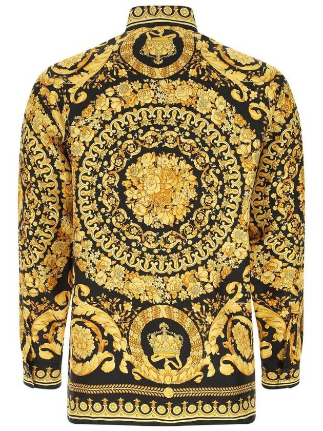 Barocco Pattern Silk Long Sleeve Shirt Black Yellow - VERSACE - BALAAN 3