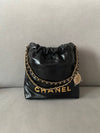 Mini Handbag Shiny Calfskin Gold Black - CHANEL - BALAAN 9