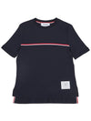 Women's High Twist Rip Stripe Short Sleeve T-Shirt Navy - THOM BROWNE - BALAAN 2