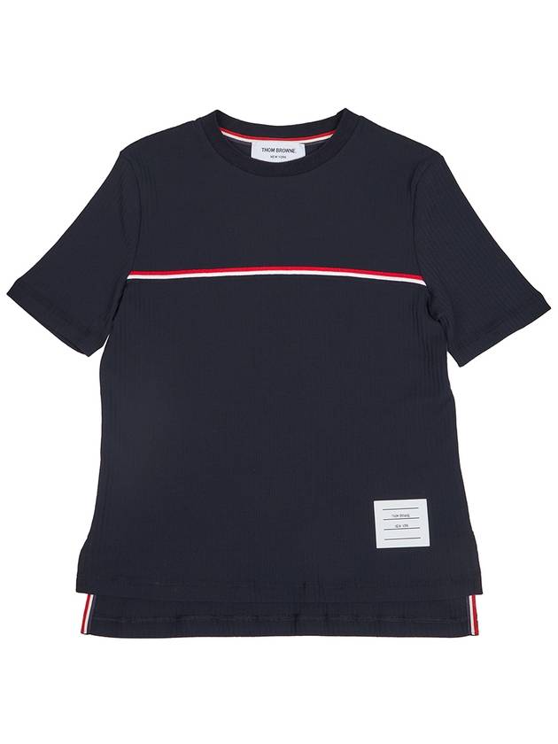 Women's High Twist Rip Stripe Short Sleeve T-Shirt Navy - THOM BROWNE - BALAAN 2