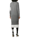 Cotton Crepe Milano Stitch 4-Bar Long V-Neck Cardigan Medium Grey - THOM BROWNE - BALAAN.