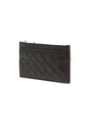 Intrecciato Zipper Single Card Wallet Black - BOTTEGA VENETA - BALAAN 4