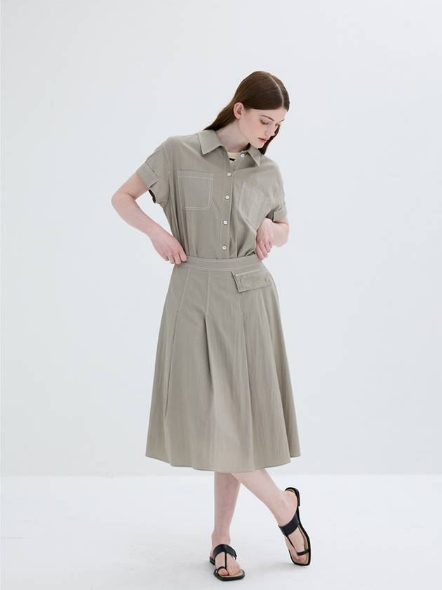 Back cutting mini dress & wrap pleated skirtLight Khaki - REAL ME ANOTHER ME - BALAAN 1