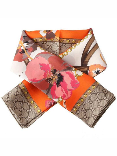 GG Flower Square Silk Scarf - GUCCI - BALAAN 2