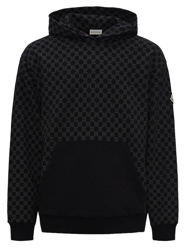 Monogram Print Hooded Black - MONCLER - BALAAN 1