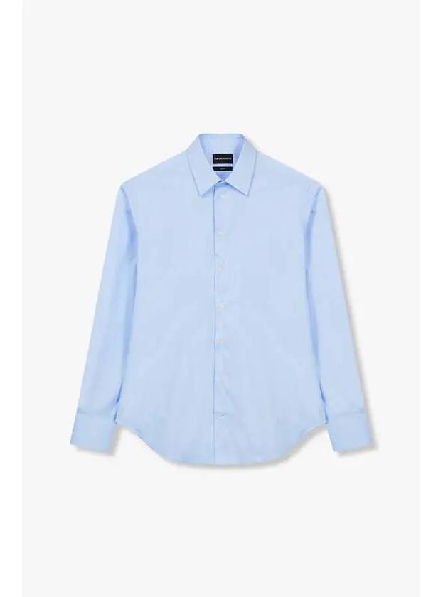 Men s Slim Fit Stretch Cotton Shirt Sky Blue - EMPORIO ARMANI - BALAAN 1