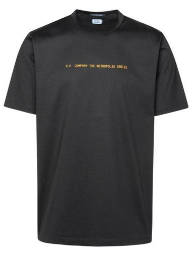 Metropolis Series Mercerized Jersey Graphic Badge Short Sleeve T-Shirt Black - CP COMPANY - BALAAN 1